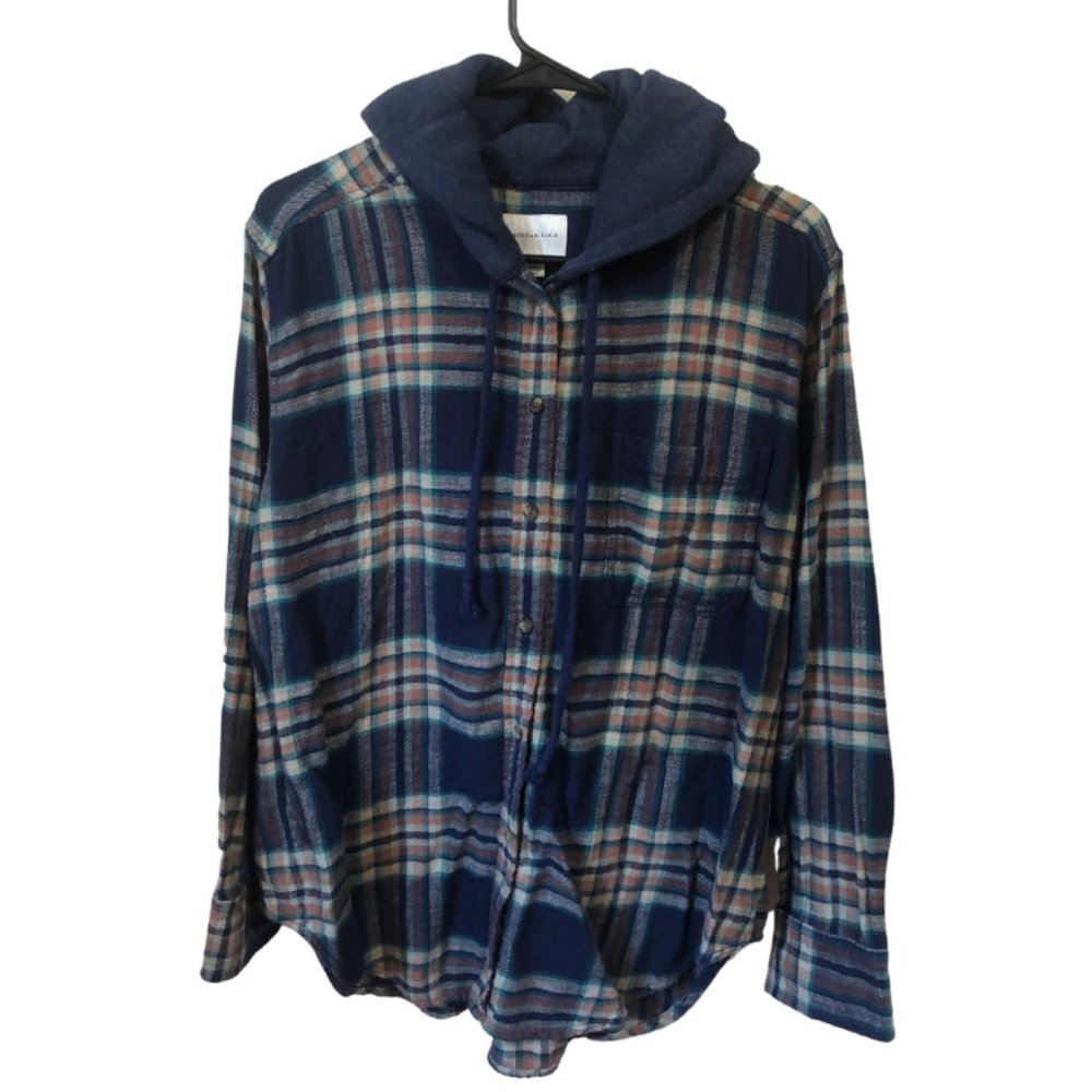 American Eagle Oversized Hoodie Flannel - Small - Unisex - Checkered Style